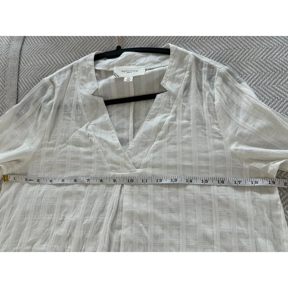 Pomander Place White Windowpane PlaidShift Dress XS Mini Tunic‎ 3/4 Sleeve